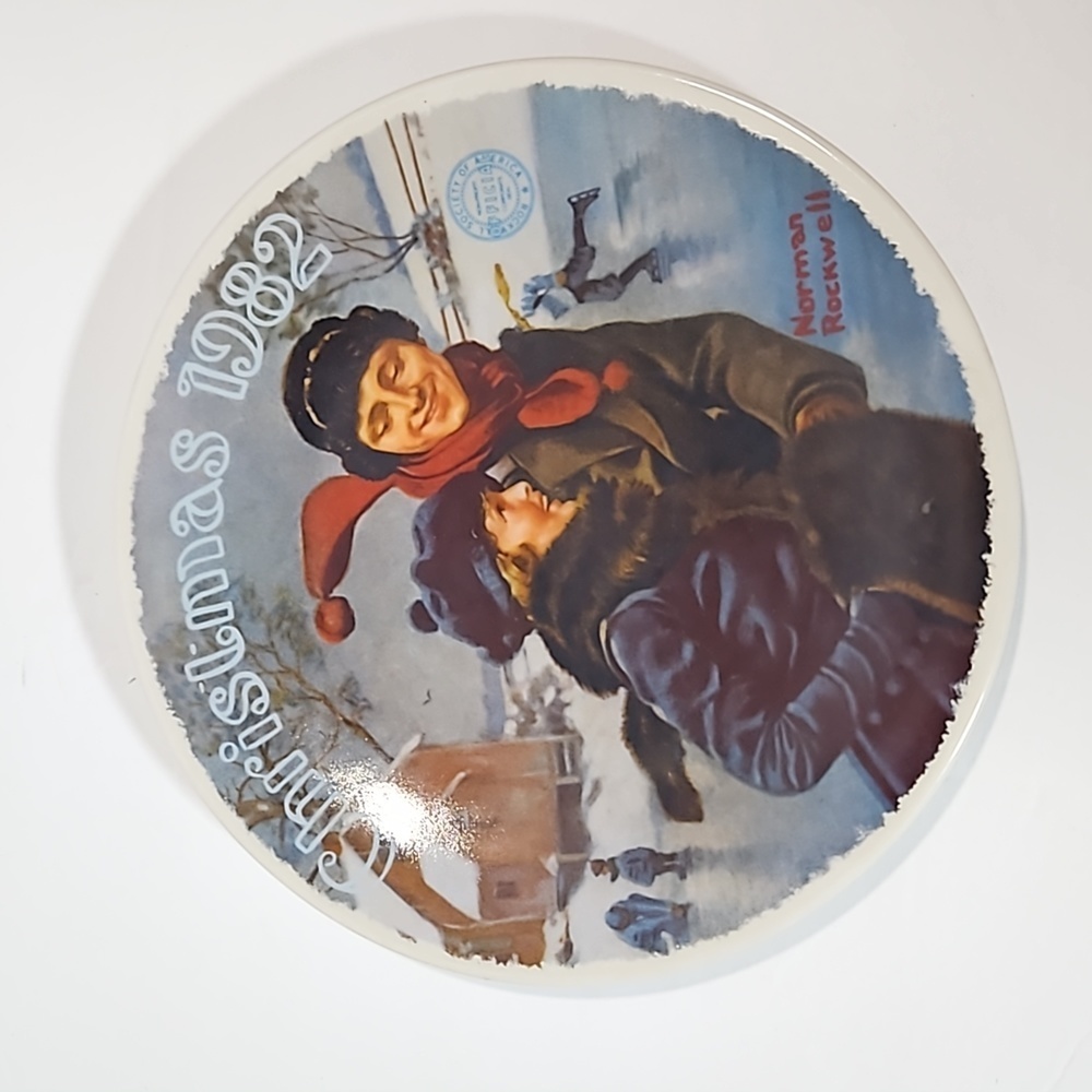 Edwin M Knowles China Co. Christmas Courtship 1982 Norman Rockwell Plate